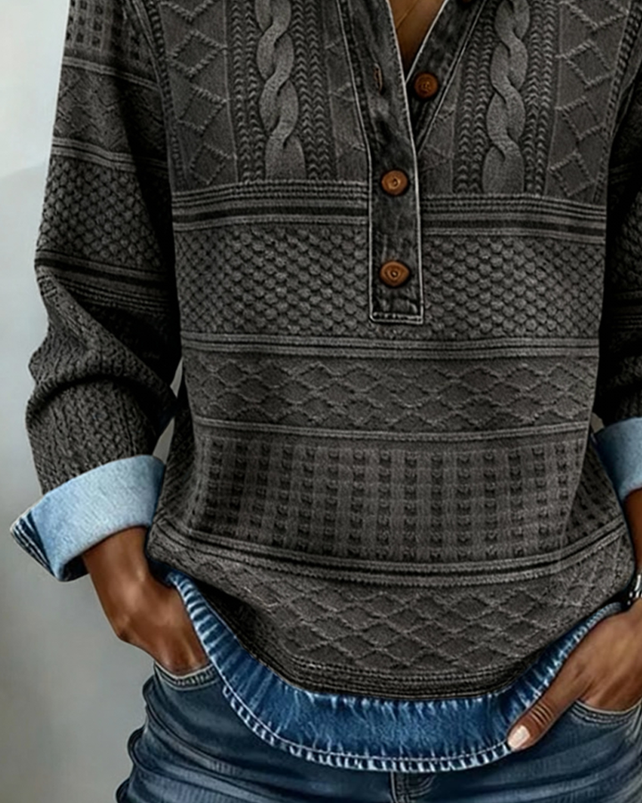 Dolores | Sweatshirt with Half Button and Collar