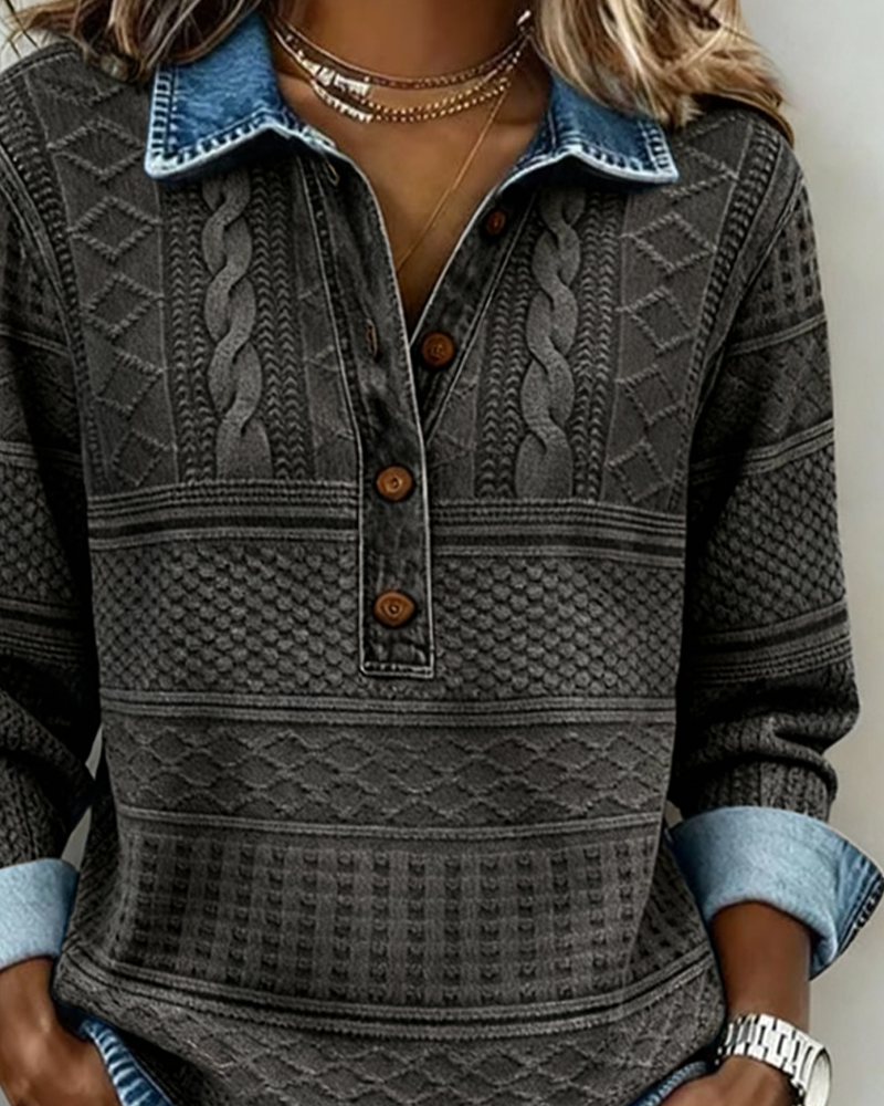Dolores | Sweatshirt with Half Button and Collar