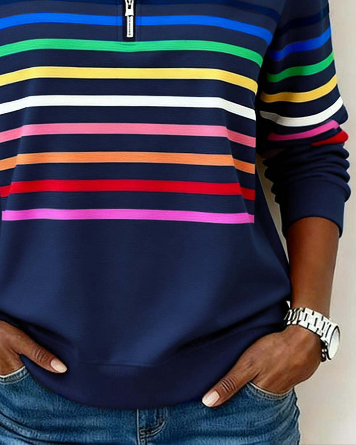 Sienna - Striped Half-Zip Sweatshirt