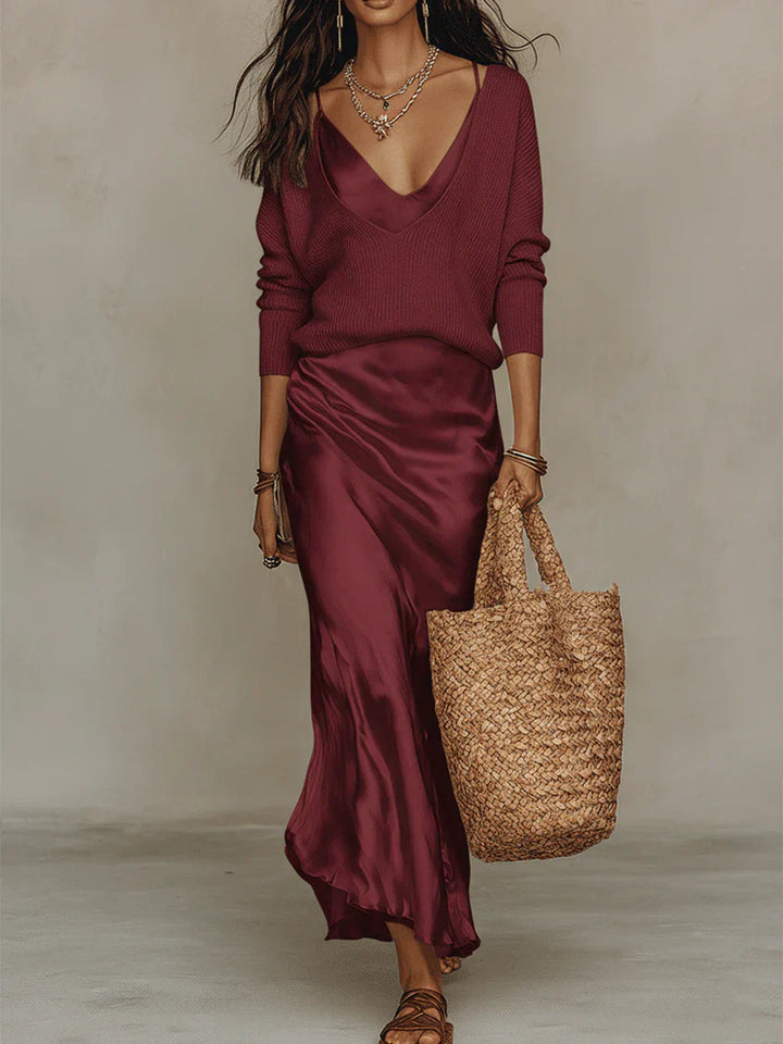 Emma™ | Metallic Open-Back Halter Dress