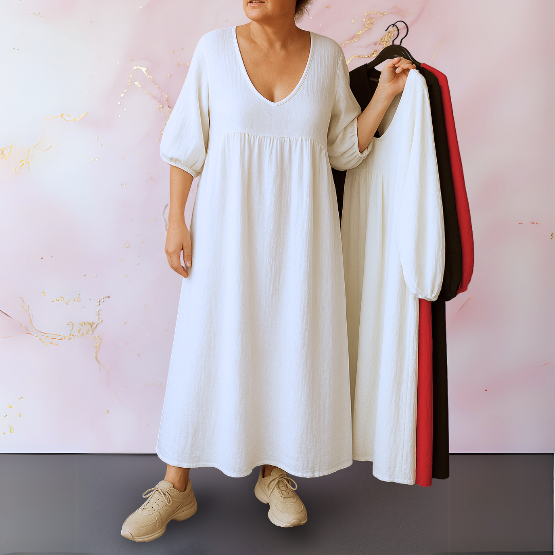 Cléo™ | Solid V-Neck Dress