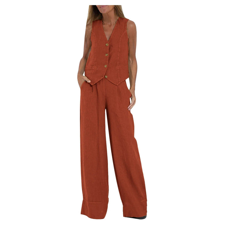 Tailored Vest & Wide-Leg Cotton Set