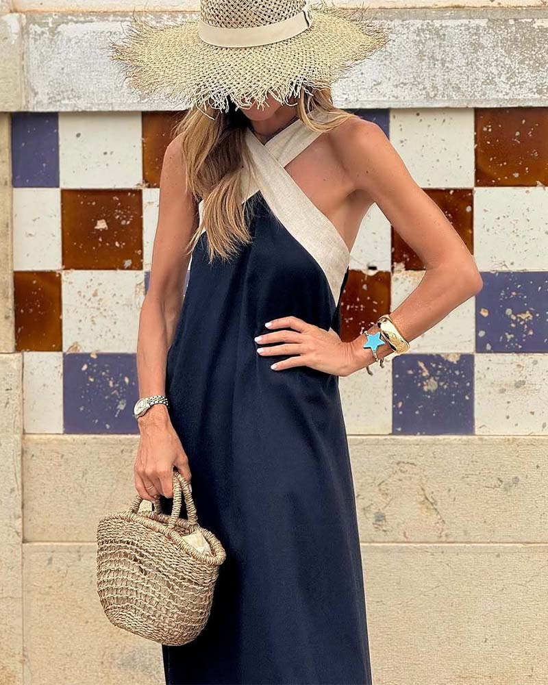 Crossover Neckline Maxi Dress