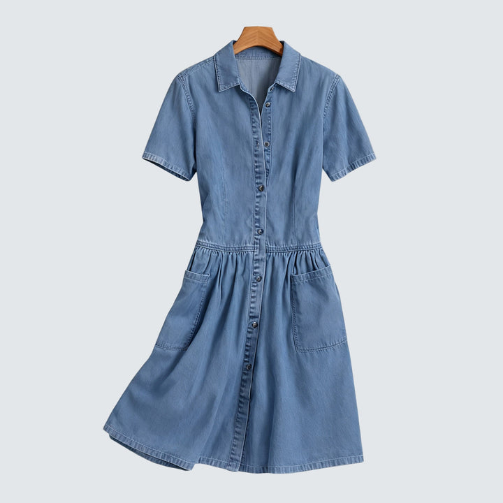 Aada | Classic Button Denim Midi Dress