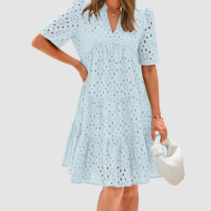 Rebecca | Chic Lace Ruffle Summer Dress