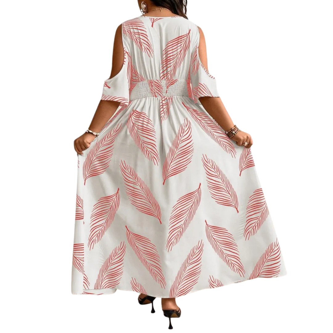 Wavena™ | Boho Print Cold Shoulder Dress