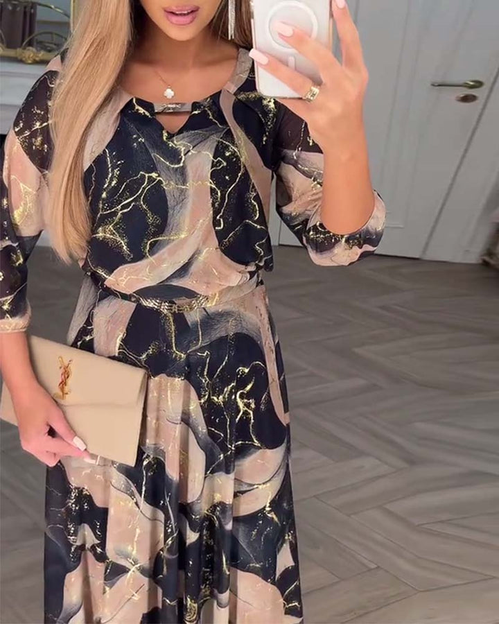 Marivelle™ |  Printed Waist-Defined Dress