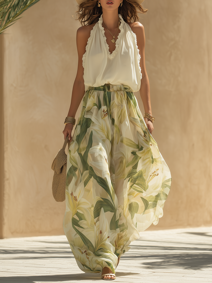 Lysandra™ | Elegant Lily Print Flowing Set