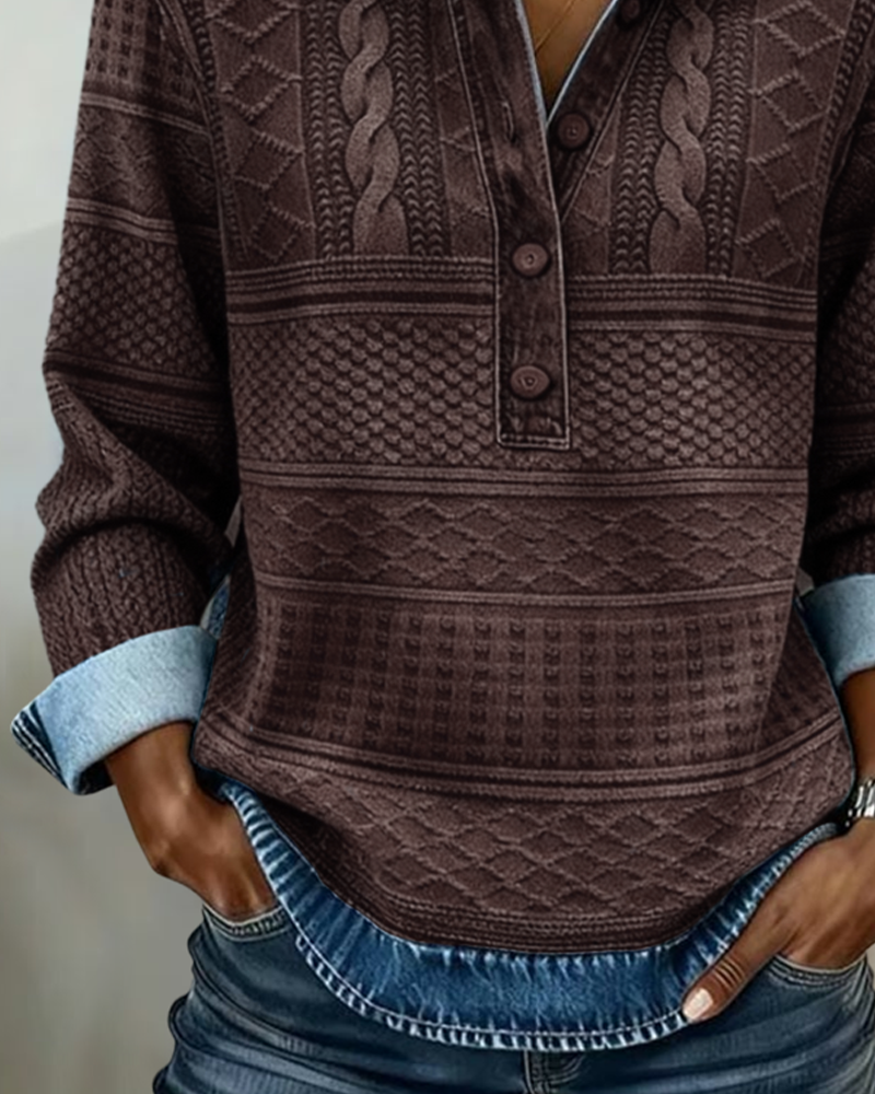 Dolores | Sweatshirt with Half Button and Collar