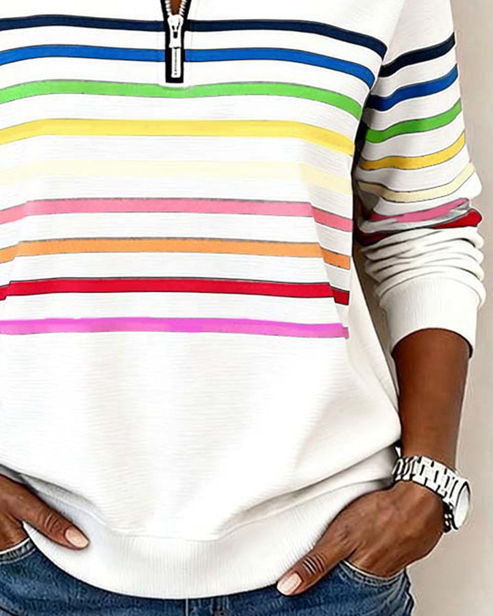 Sienna - Striped Half-Zip Sweatshirt