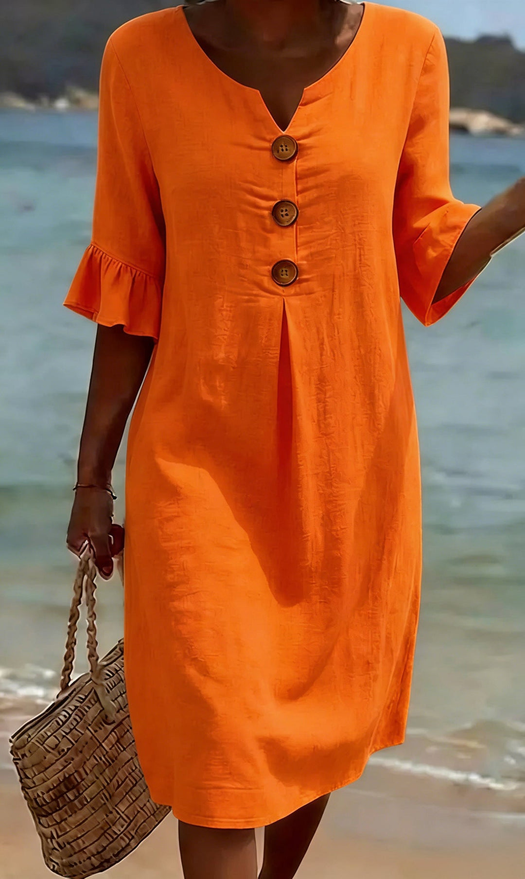 Camille | Linen Cotton Midi Dress