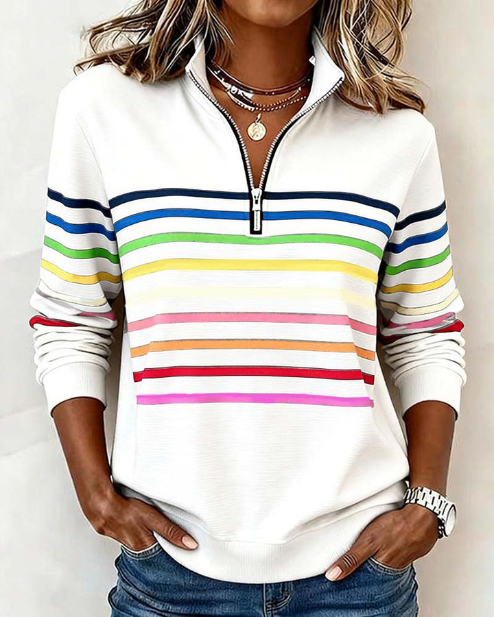 Sienna - Striped Half-Zip Sweatshirt