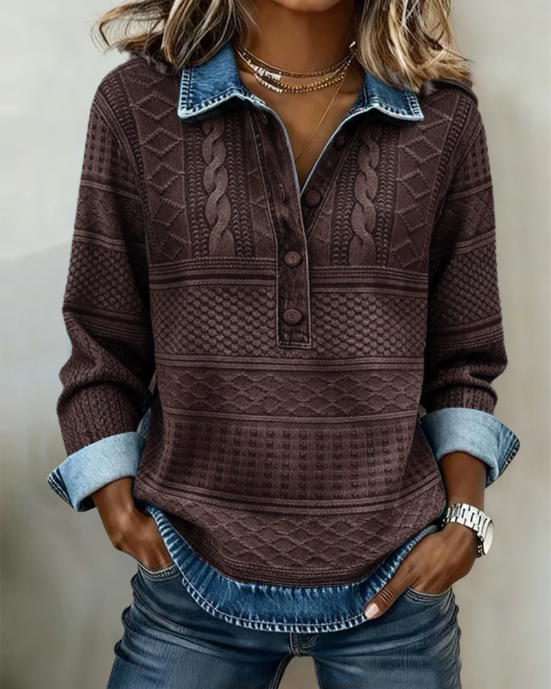 Dolores | Sweatshirt with Half Button and Collar