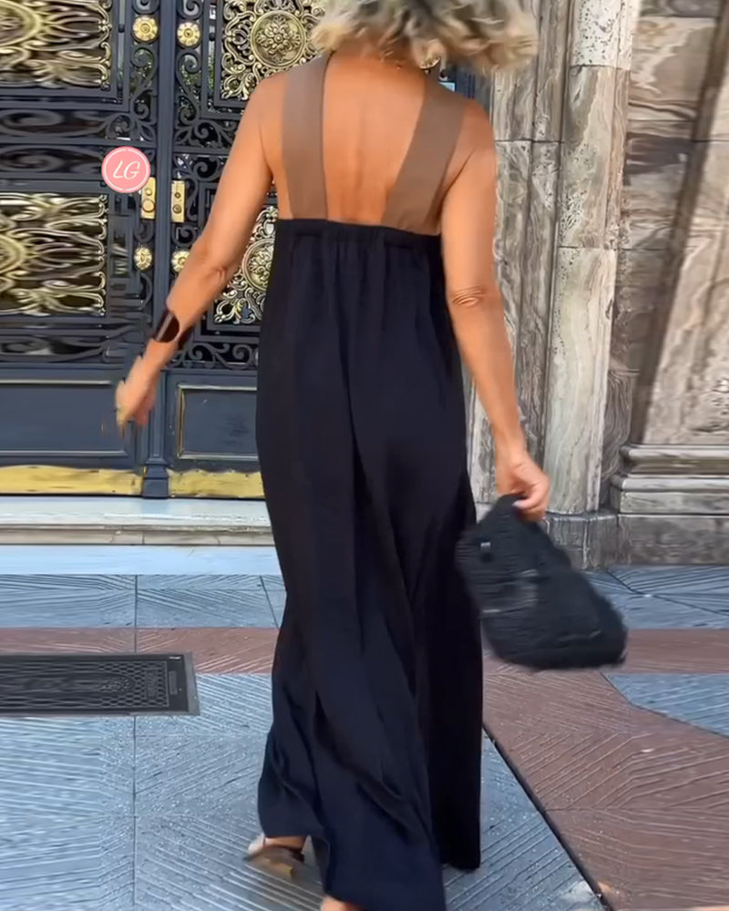 Crossover Neckline Maxi Dress