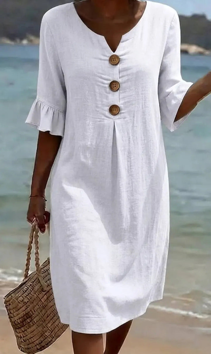 Camille | Linen Cotton Midi Dress