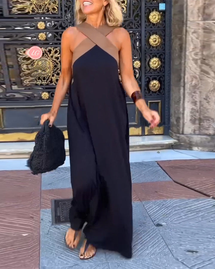 Crossover Neckline Maxi Dress