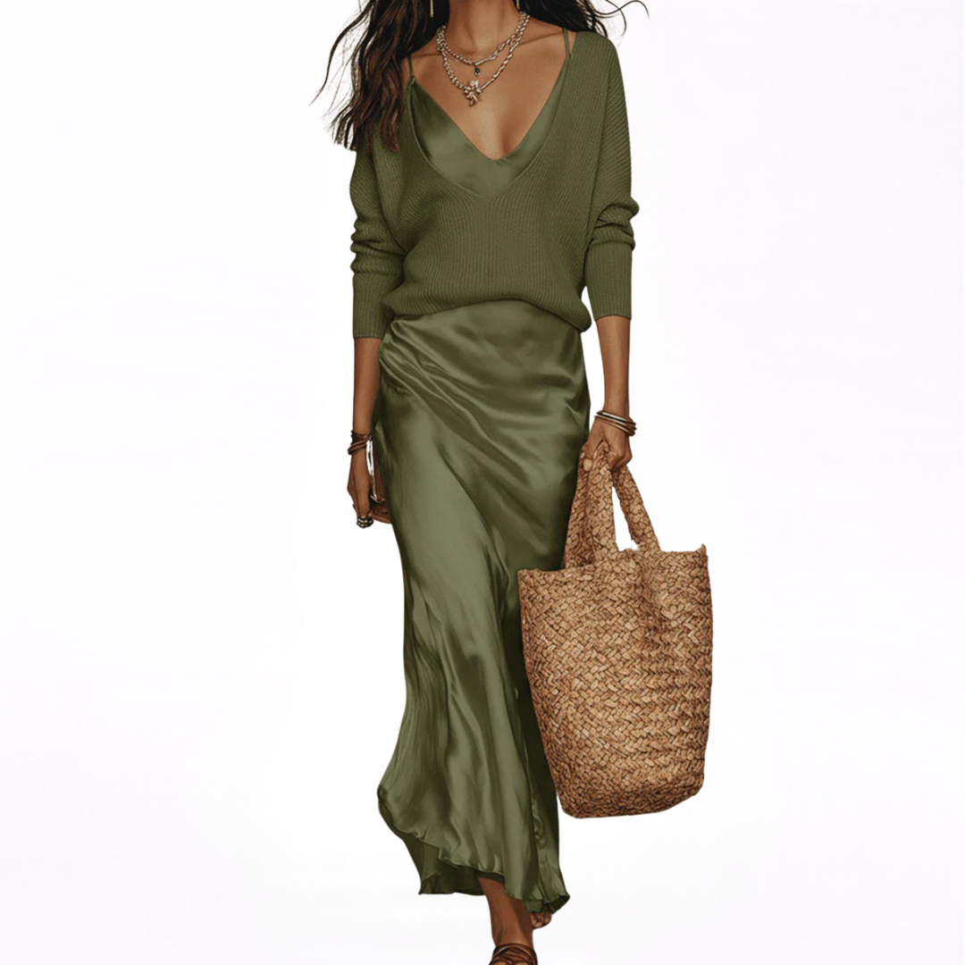 Emma™ | Metallic Open-Back Halter Dress
