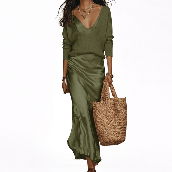 Emma™ | Metallic Open-Back Halter Dress