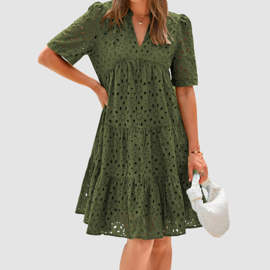 Rebecca | Chic Lace Ruffle Summer Dress