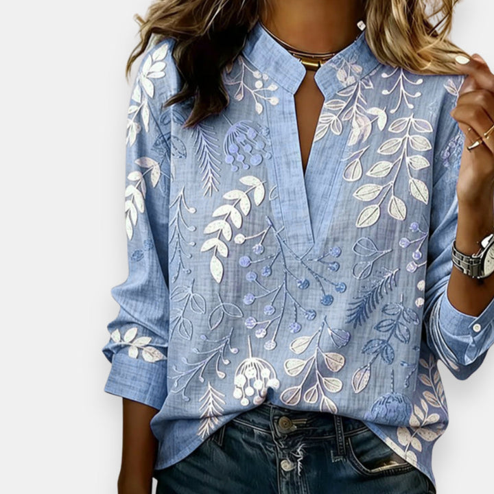 Gontrane™ | Printed V-Neck Blouse