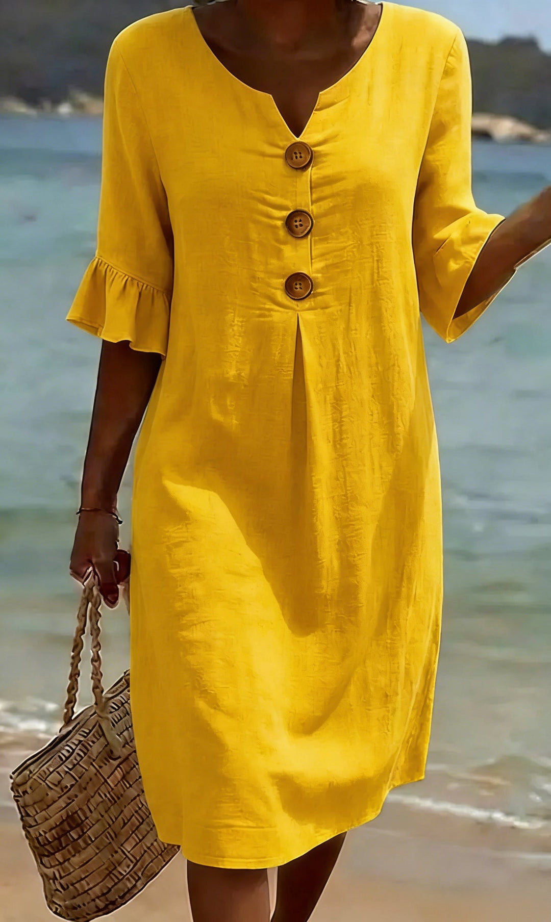 Camille | Linen Cotton Midi Dress