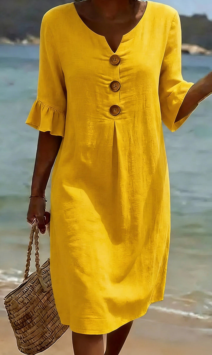 Camille | Linen Cotton Midi Dress