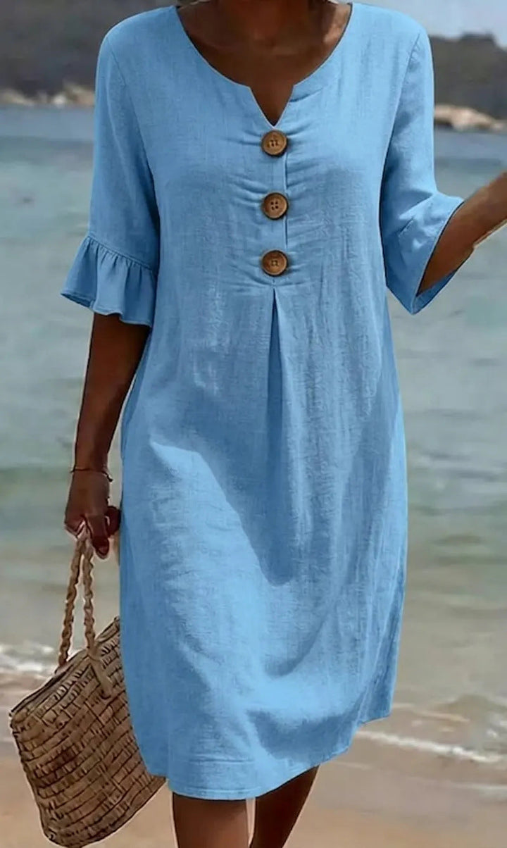 Camille | Linen Cotton Midi Dress