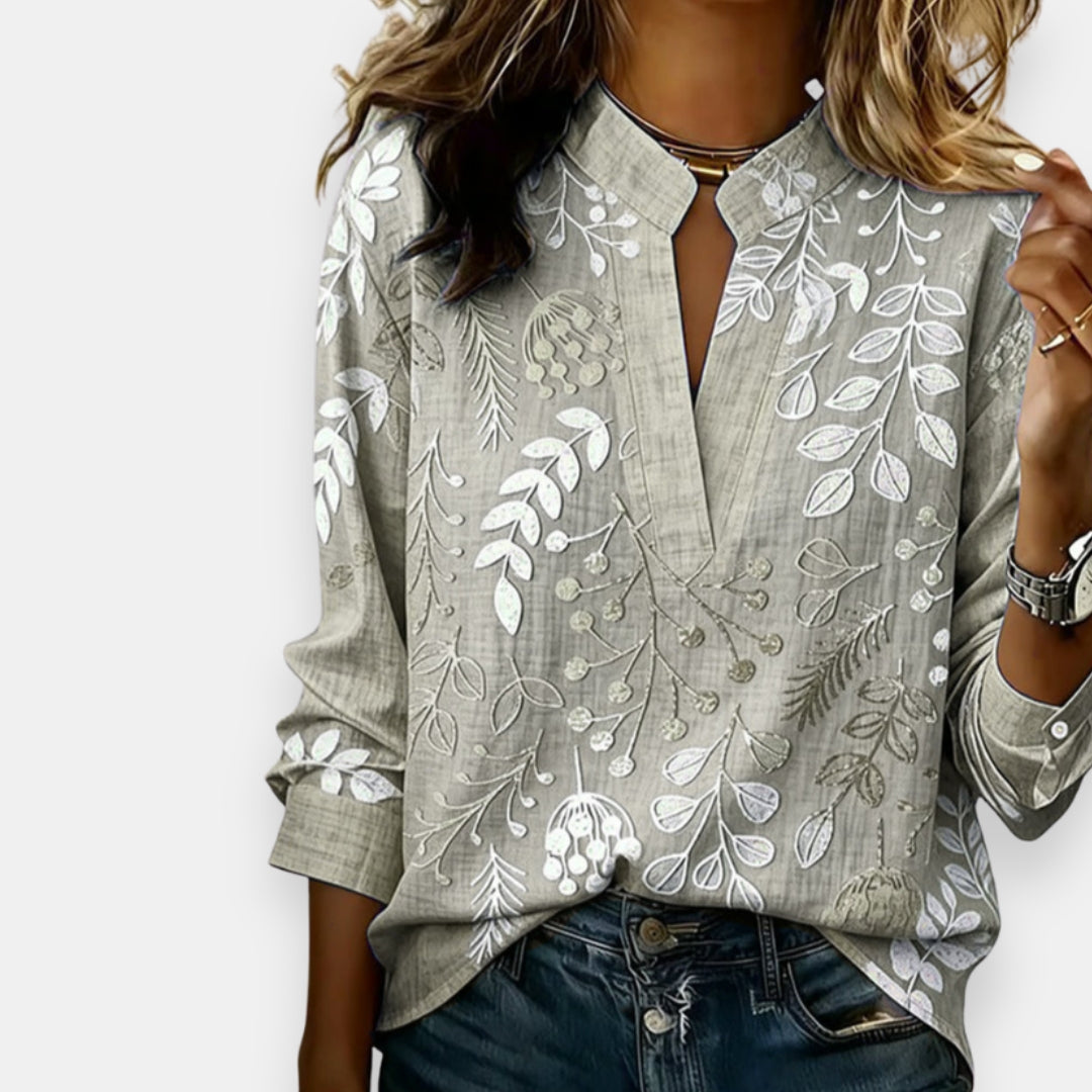 Gontrane™ | Printed V-Neck Blouse