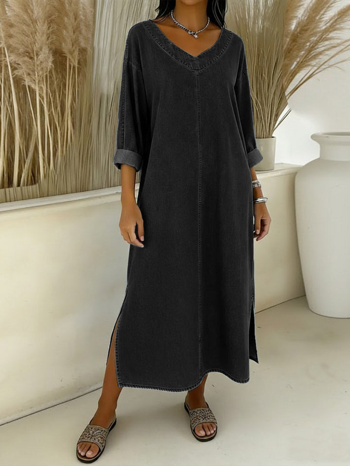 Sofia™ | Relaxed Denim-Style Maxi Dress