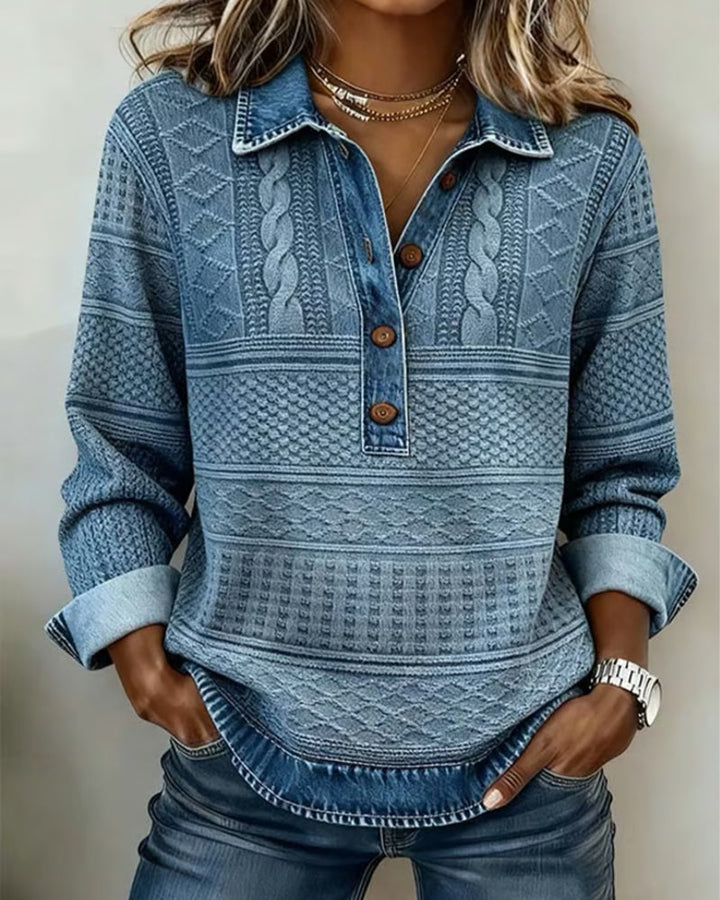 Dolores | Sweatshirt with Half Button and Collar