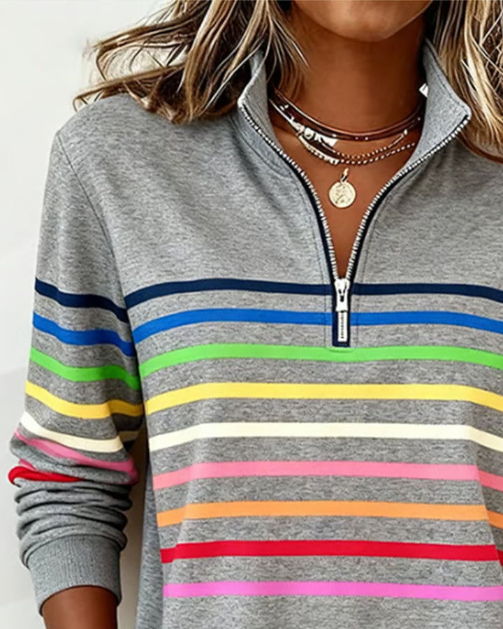 Sienna - Striped Half-Zip Sweatshirt
