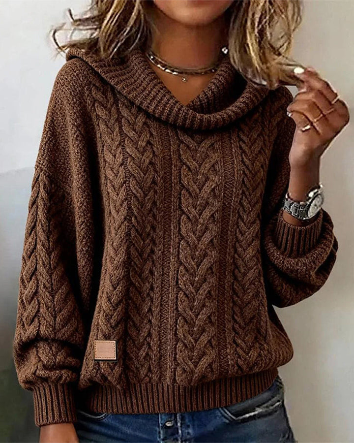 Olivia™ | Cable Knit Cowl Neck Sweater