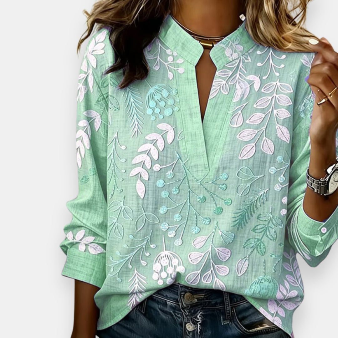 Gontrane™ | Printed V-Neck Blouse