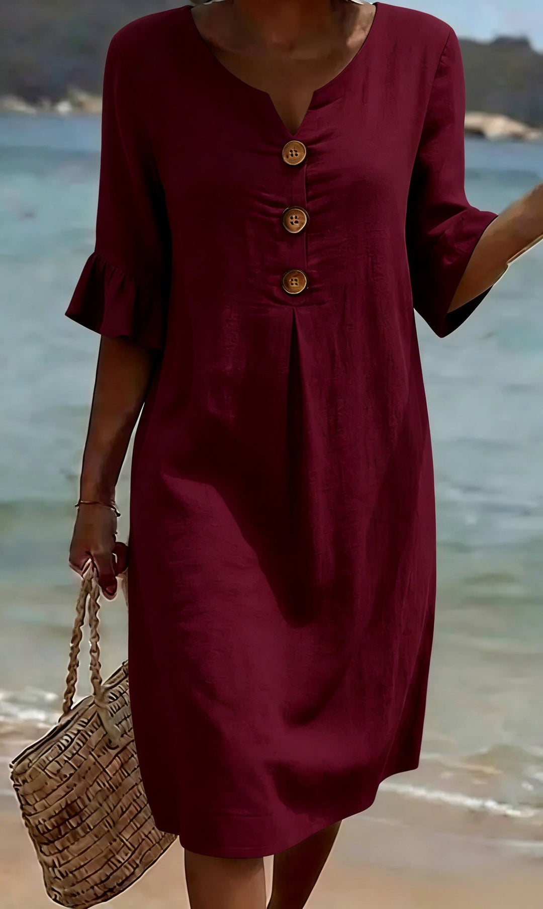 Camille | Linen Cotton Midi Dress