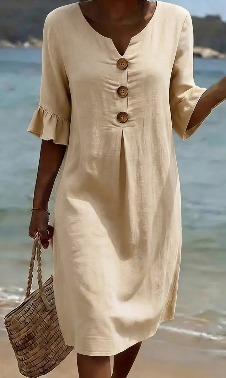Camille | Linen Cotton Midi Dress