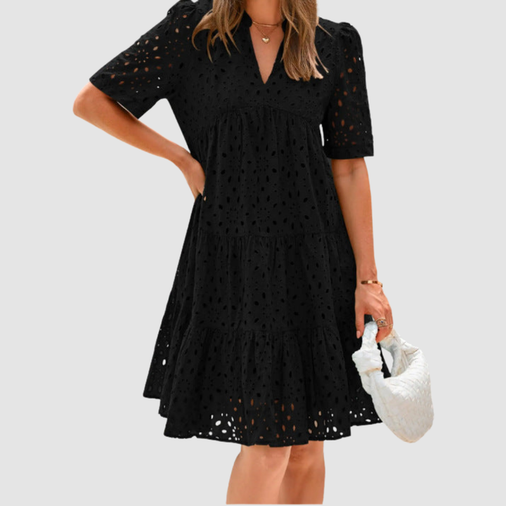 Rebecca | Chic Lace Ruffle Summer Dress