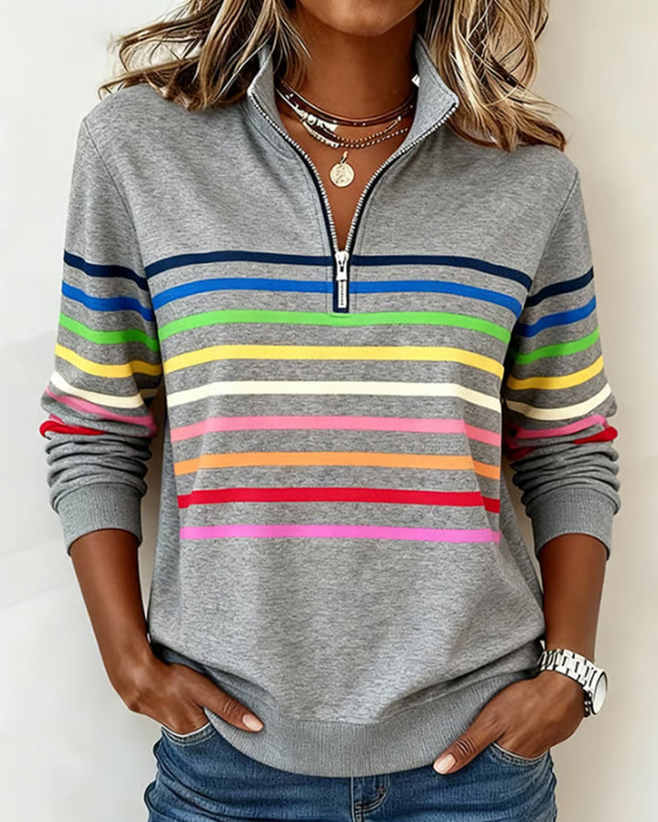 Sienna - Striped Half-Zip Sweatshirt