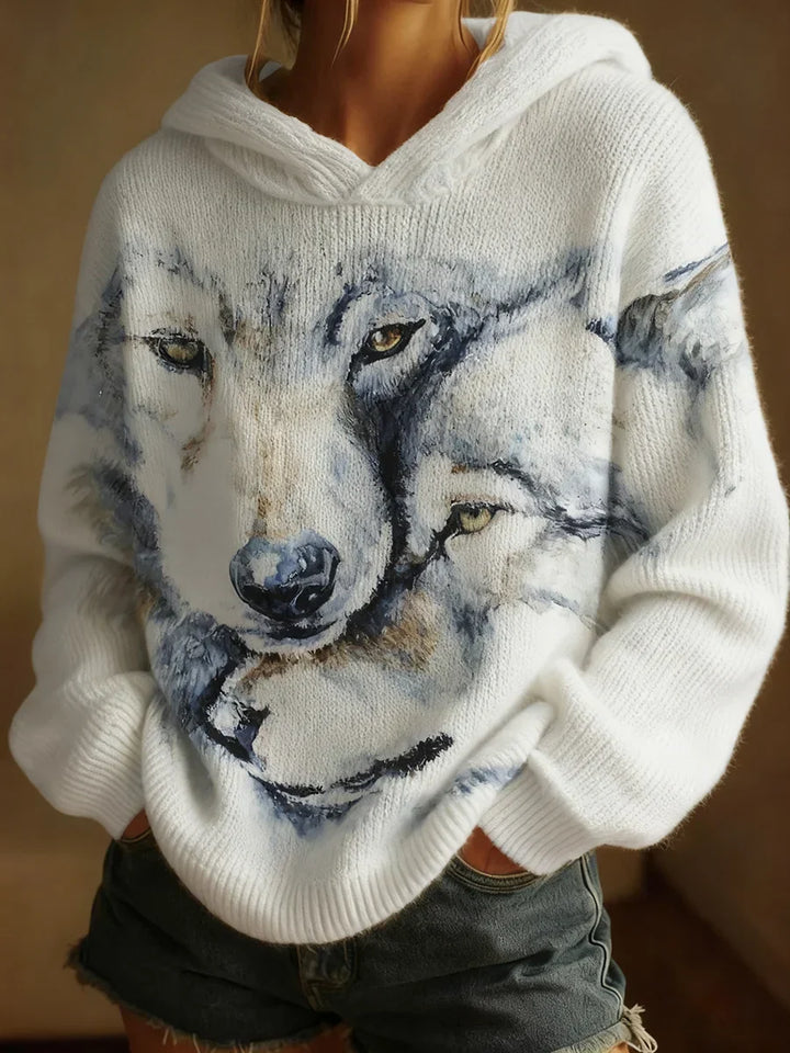 Winter Wolf Art Print Sweater