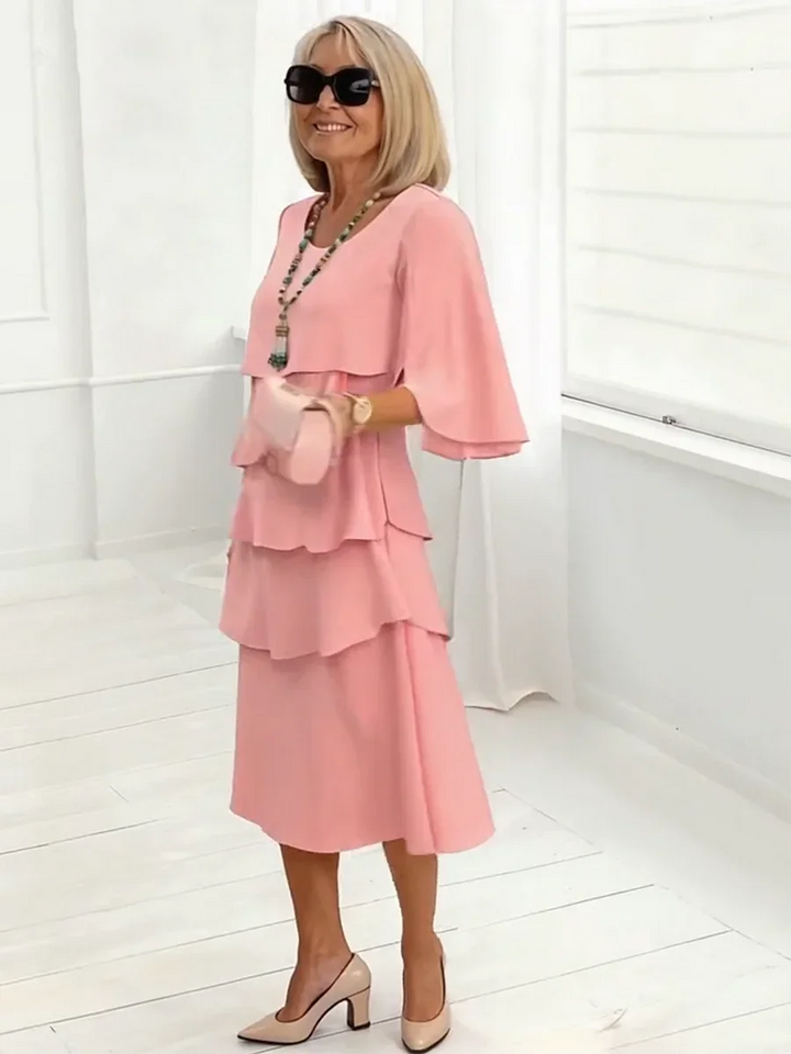 Charlotte™ | Elegant Split-Sleeve Midi Dress