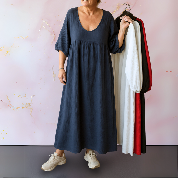 Cléo™ | Solid V-Neck Dress