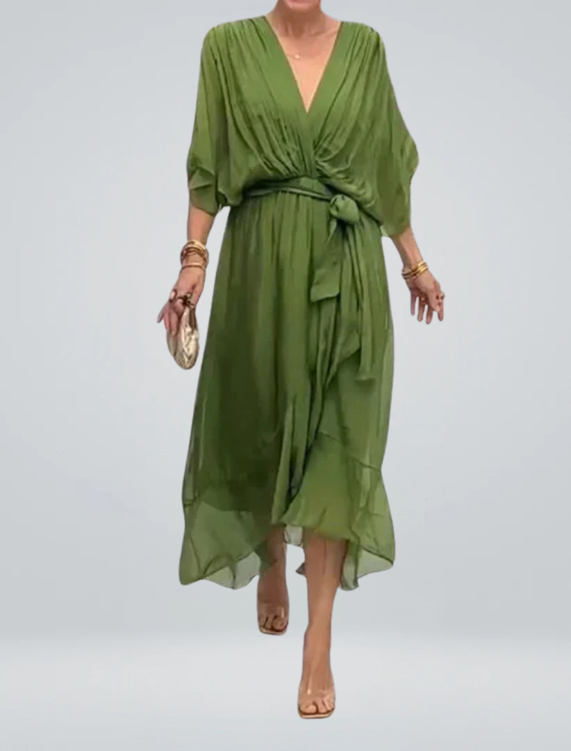Flowing V-Neck Midi Dress