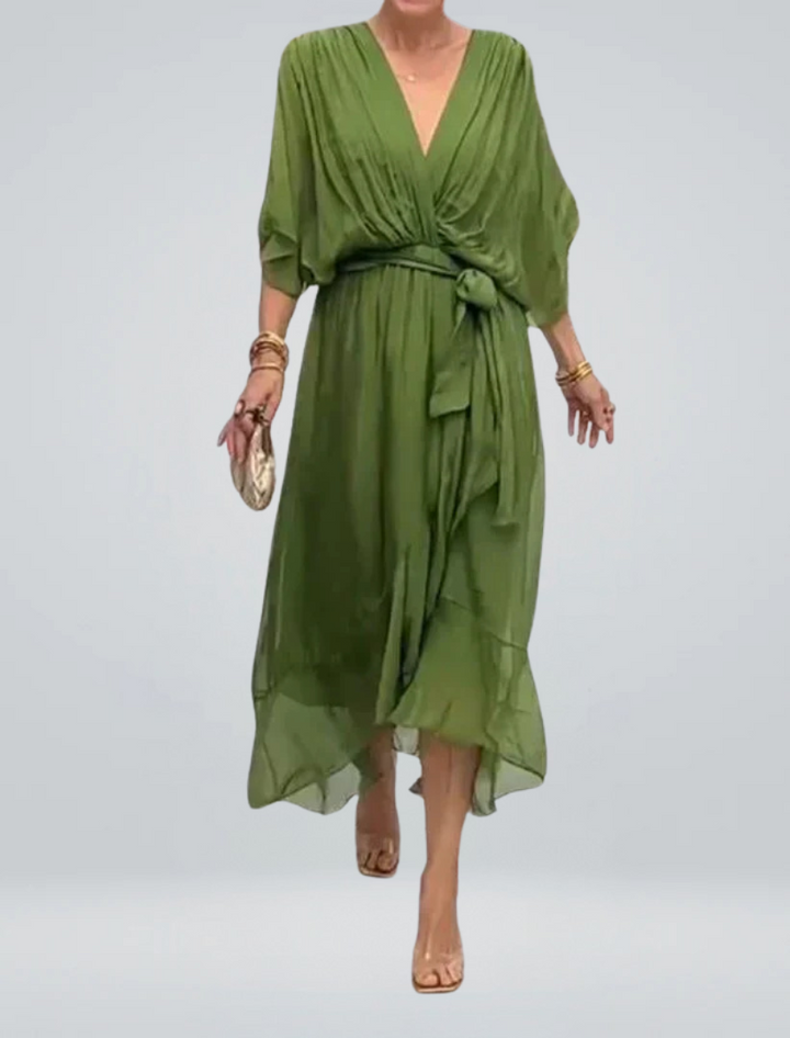 Flowing V-Neck Midi Dress