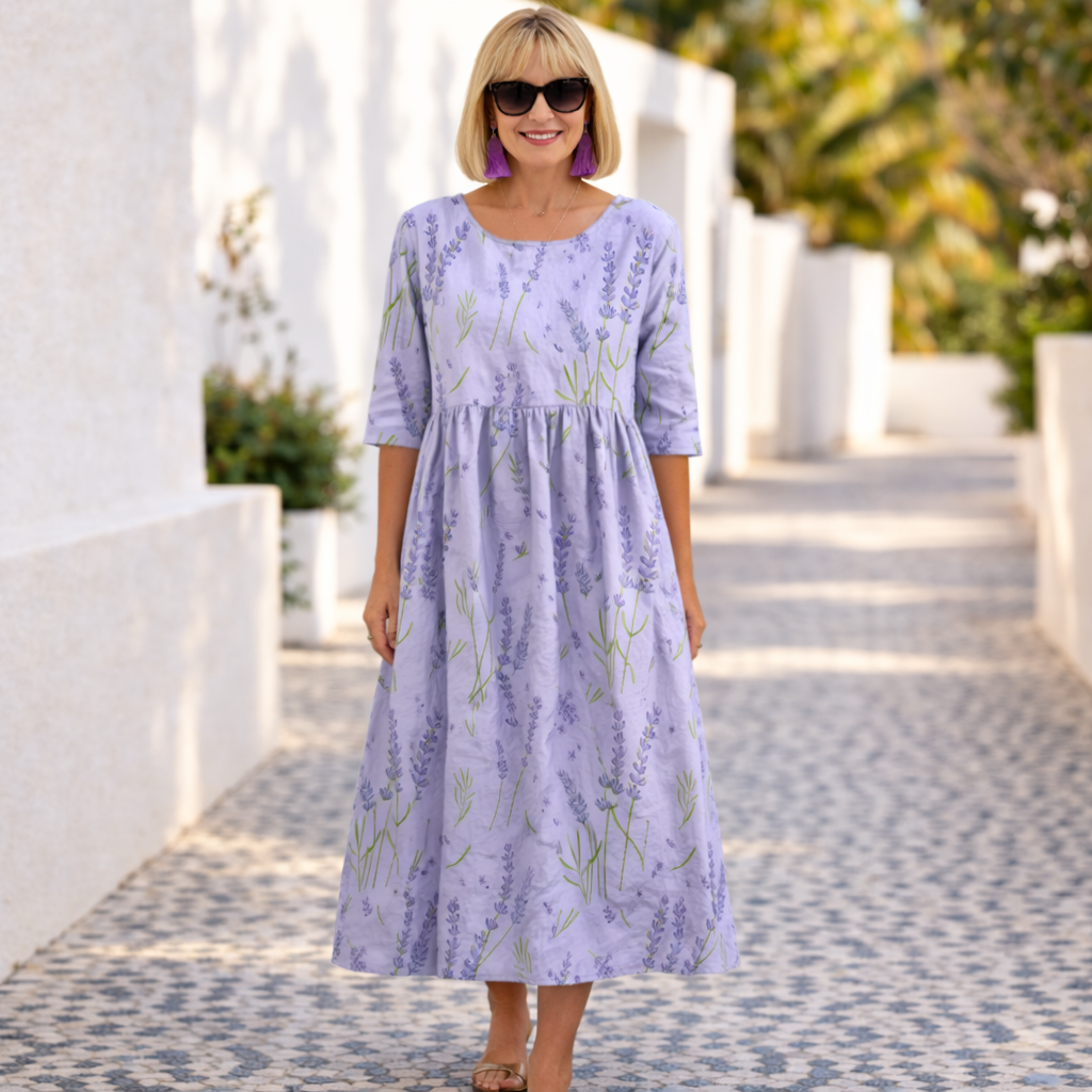 Susie | Floral Summer Dress with half sleeve and round neck