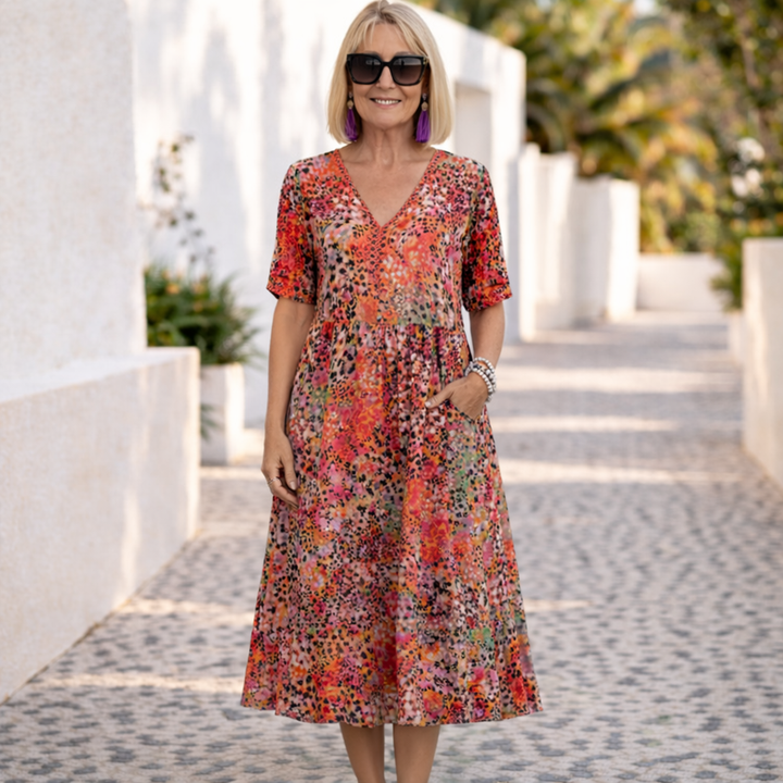 Joanna | Elegant Midi Floral Dress