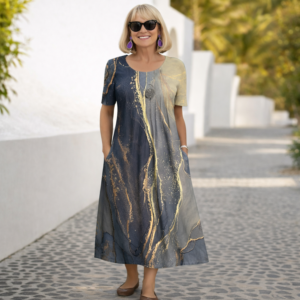 Robina | Floral Midi round neck Dress
