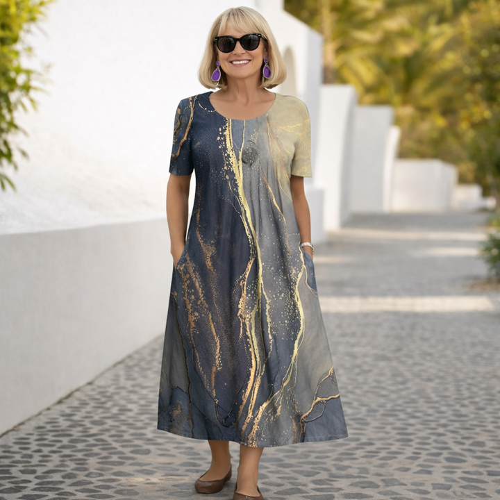 Robina | Floral Midi round neck Dress