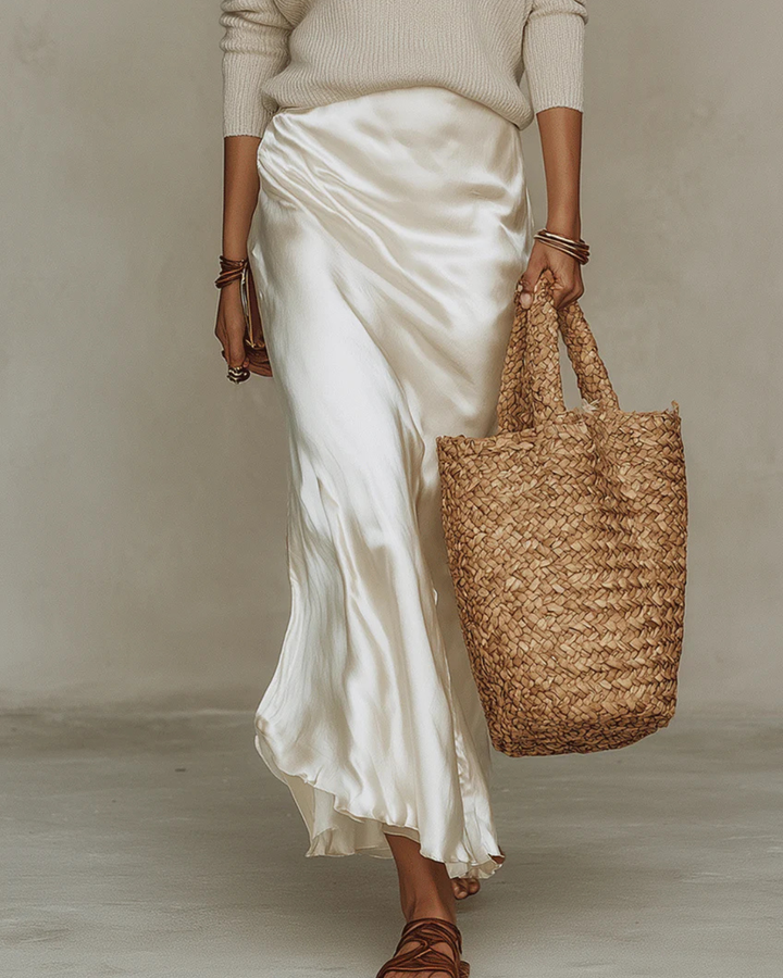 Sienna | Satin Midi Dress with Knit Sweater