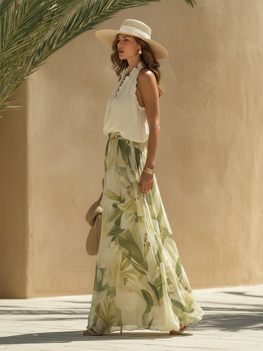 Lysandra™ | Elegant Lily Print Flowing Set