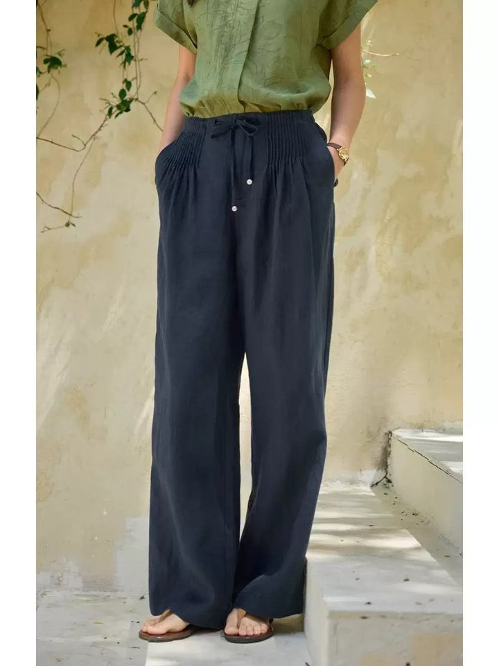 Camille | Wide-leg Pants in Cotton and Linen Blend