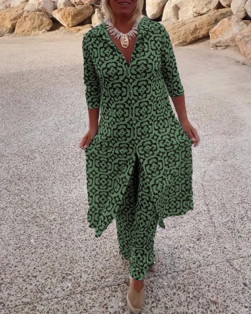 Laura | Button-Front Printed Set
